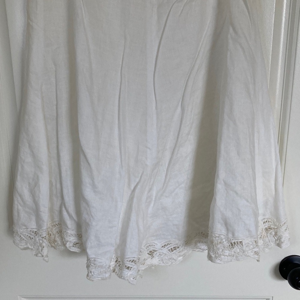 Banana Republic Factory Womens White Linen Lace Hem Skirt Size 4 Classic A‎ Line - Picture 12 of 16